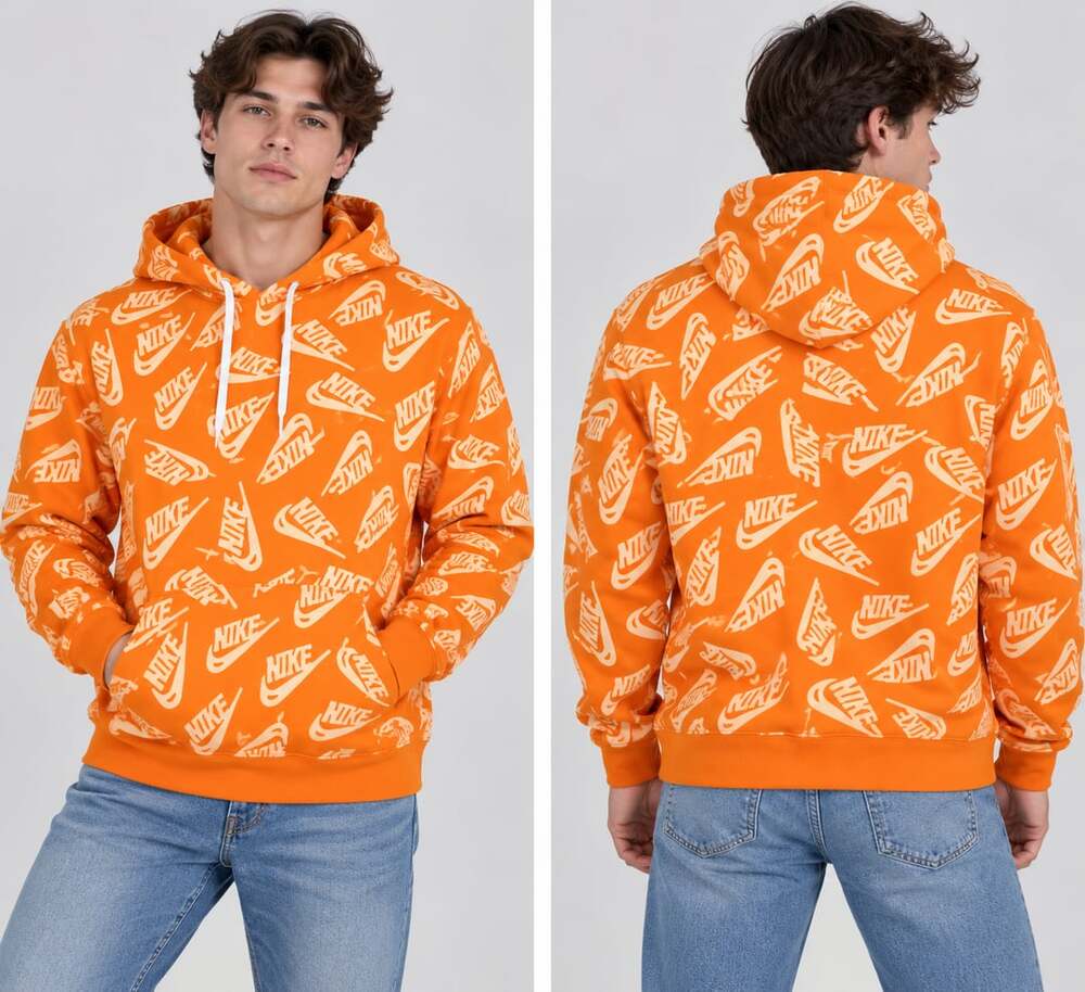Nike All Over Print Hoodie Size L Orange